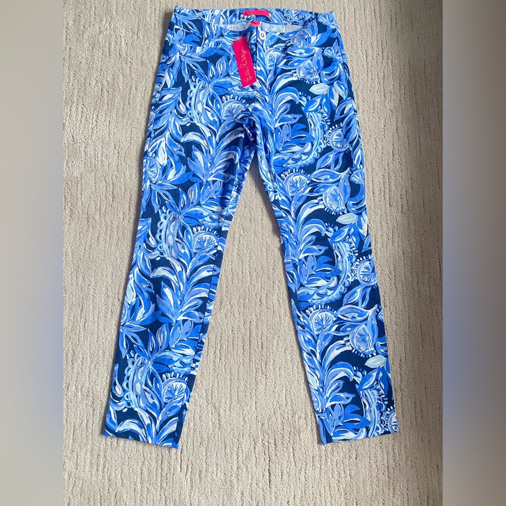 NEW Lilly Pulitzer Kelly skinny ankle pant in high tide size 8